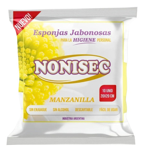 Paño Esponja Jabonosa Seco Con Manzanilla Nonisec Pack X 10u