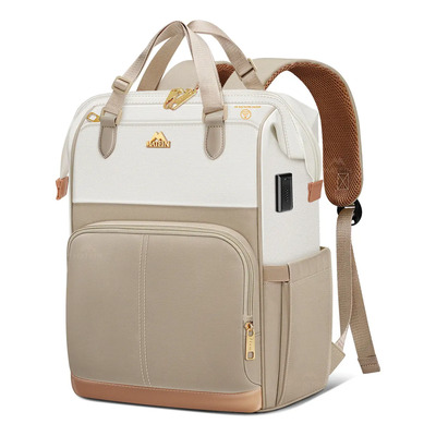 Mochila De Viaje, Mochila Para Laptop 15.6 Mujer, Mochila Para Escolar, Bolsillo Rfid, Asa Ajustable, Gran Capacidad, Resistente Al Agua, Bolsillos Múltiples, Escuela, Beige Kha Matein 1747 | Envío gratis
