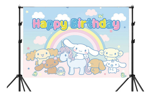 Sanrio Cinnamoroll Cumpleaños Fondo De Decoración De Fiesta