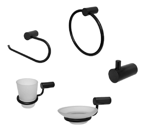 Kit Accesorios Baño Peirano Black Velvet Linea 10000 5 Pieza