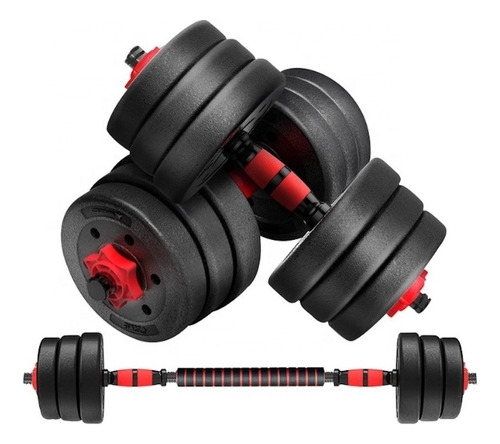 Set Mancuernas Y Barra Unibles 40kg Fitness Pesas Ajustables