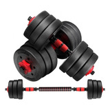 Set Mancuernas Y Barra Unibles 40kg Fitness Pesas Ajustables