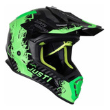 Casco Mx Atv Utv J38 Mask Fluo Green Black Just1 -gem Racing