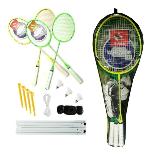 4 Raquetas De Bádminton Set Parales Malla 3 Gallos Importado