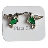 Aros Plata925 Pendiente Colibrí Con Piedra Cubic Chicos