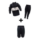 Conjunto Frizado Niño Ng/bl! Campera+pantalón+ Short Futbol