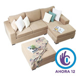Sillon Sofa + Puff 3 Modulos Versatil Chenille Fullconfort