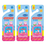 3 Fio Dental Infantil - Peppa Pig - 25m - Rosa - Dentalclean