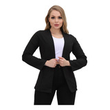 Blazer Feminino Linho Max Alfaiataria Sem Gola Acinturado