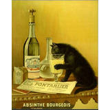 Retro Vintage Absinthe Anuncio Gato Negro Francés Retr...