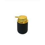 Dispenser Jabon Liquido Negro Dorado Gold Cilindrico Baño