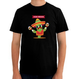 Playera Estampada De Hombre Mexicana Cactus Con Maracas