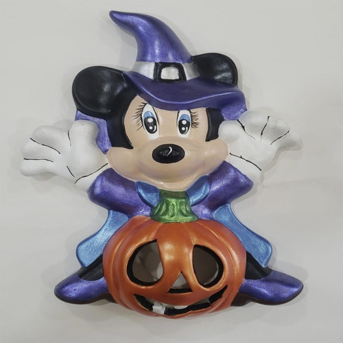 Figura De Pared Cerámica Calabaza Minnie Halloween Artesanal