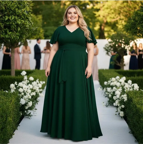 Vestido Longo Plus Size, Malha Fria, Festa Ps55