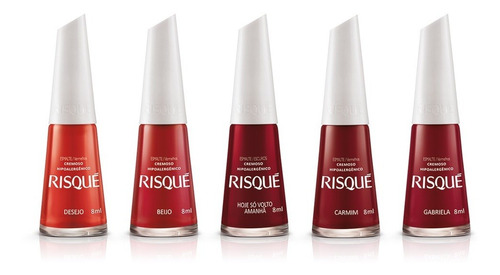 Kit C/5 Esmaltes Risqué Tons De Vermelho