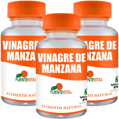 3x Vinagre Manzana 180 Cap 345mg Saciante Diuretico Env Grat