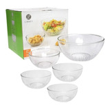 Set De Ensaladera Y 4 Tazones De Vidrio Glass Libbey 