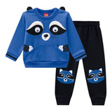 Conjunto Bebê Moletom Pelúciado Masculino Guaxinim Kyly 