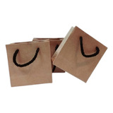 Bolsa Kraft Marron 10x10x4,5 Cm, Cordon Negro, Pack X 100 Un