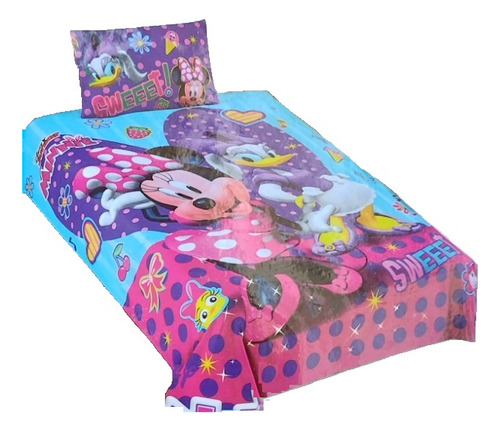 Sabanas Infantiles Disney Minnie 100% ALG Corazón Violeta