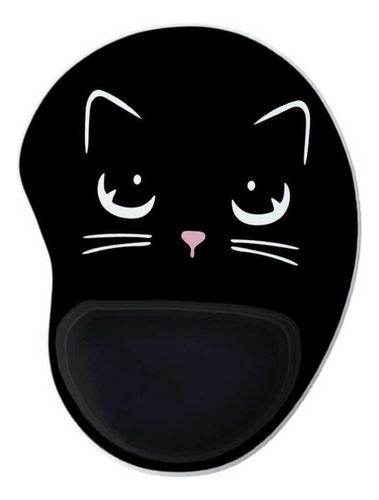 Mouse Pad Com Apoio Gatinho Gatinha Preto Preta