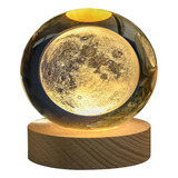 Esfera De Cristal 3d Con Luz Nocturna Base Led - Luna