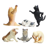 6 Piezas De Dibujos Animados Kawaii Pvc Yoga Figuras De Gato