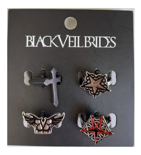 Set Anillos Black Veil Brides Gotico Orignal Hottopic Moda