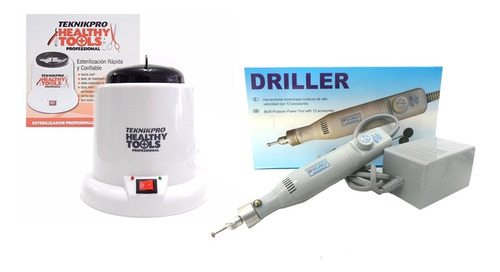 Torno Uñas Profesional Driller+ Esterilizador Teknikpro Mano