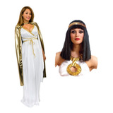 Disfraz Mujer Cleopatra Peluca + Vincha + Capa Dorada 