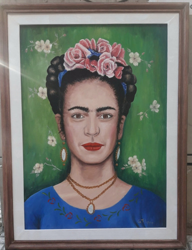Cuadro Al Oleo Original Frida Kahlo Enmarcado Firma Filippo 