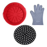 Kit Cesto Silicone Airfryer 4 Litros Forro Protetor E Luva