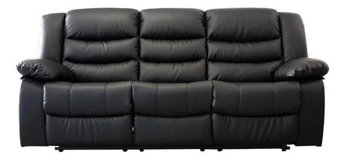 Sillon Reposet Reclinable 3 Cuerpos Tapizado En Simil Cuero Color Negro Diseño De La Tela Moderno