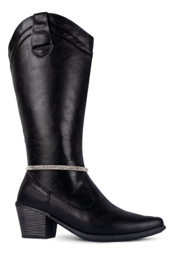 Bota Montaria Feminina Cano Longo Lisa Bico Fino Moda A12.52