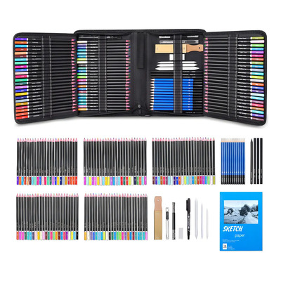 Kit Lápices De Dibujo IFORU 145 Piezas Arte Dibujo Profesional Para Colorear, Pintura Y Boceto, Incluye Carboncillo, Bosquejo, Lápices De Colores, Libro De Bocetos, Estuche | Envío gratis