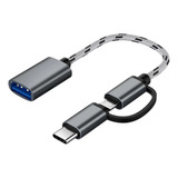 Cable Usb Otg 2 En 1 -c/adaptador Micro-usb A Usb 3.0 Trenza