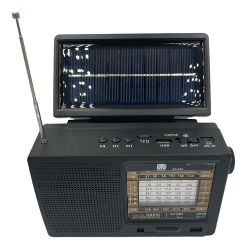 Radio Bluetootth Am Fm Usb Tf Lampara Led Panel Solar Recarg