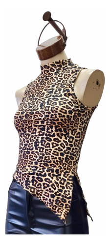 Top Remera Polera Animal Print Irregular Pico Tu - Tendencia