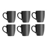 Juego De Tazas Set X6 Jarro Mugg Cerámica Ancers Cafe Negra