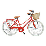 Bicicleta Paseo Femenina Le Bike Classic Vintage  2021 R26 1v Freno V-brakes Color Rojo Con Pie De Apoyo  