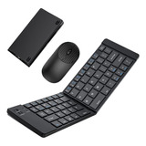 Teclado Dobrável Portátil Bluetooth E Mouse Sem Fio Wireless