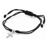 Pulsera Hilo Negro Con Cruz De Plata 925+cajita De Regalo