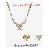 Collar Y Aretes Cor Tgd Compatible Marca Pandora,plata