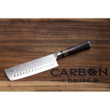 Navaja De Chef Nakiri Para Carne 32cm Acero Damasco Resina