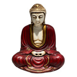 Antigua Figura Oriental Buda Pint A Mano