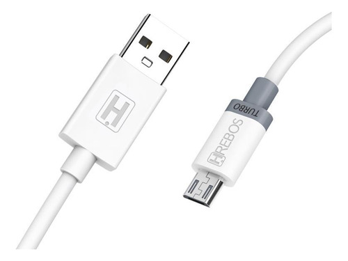 Cabo Micro-usb V8 Turbo 4.0a 1,2m Carregar Celular E Dados Cor Branco