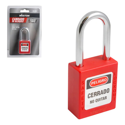 Candado Seguridad Weston Tools Llave Nylon Acero Horizontal Rojo 38mm | MercadoLibre