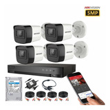 Kit Cctv Pro Hikvision 4 Cam 5mp Lite Acusense + Disco 1tb 