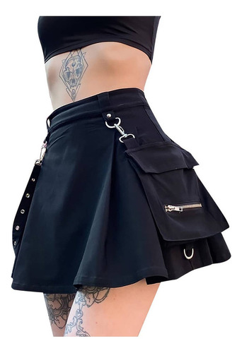 Vestido De Falda De Verano Punk Gótico Plisado For Mujer