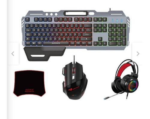 Kit Gamer Teclado Mouse Audifonos Mousepad As-1099